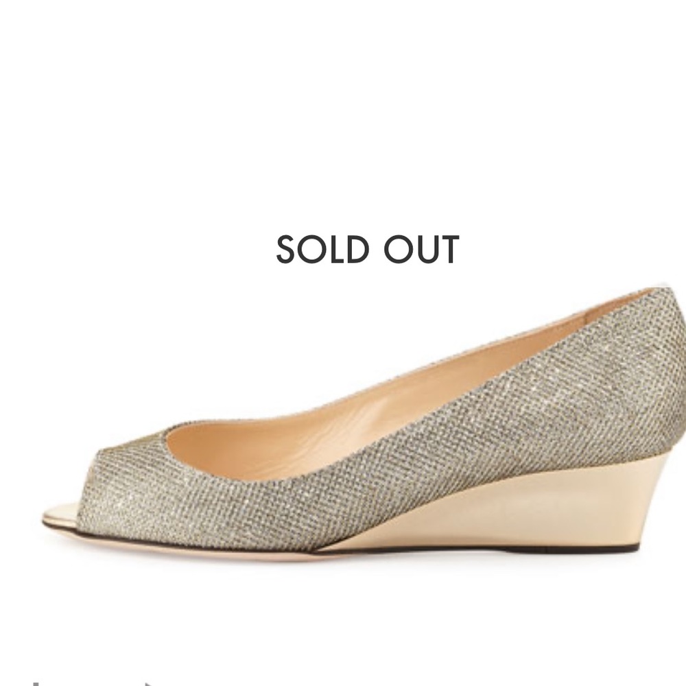 Jimmy Choo Bergen peep toe glitter low heel wedge